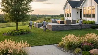 Des Moines, IA landscaping team providing professional lawn care and yard maintenance services