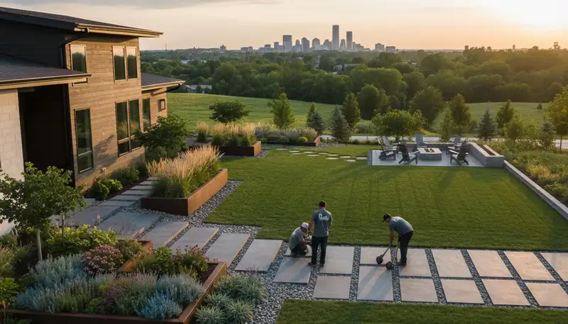 Des Moines, IA landscaping team providing professional lawn care and yard maintenance services