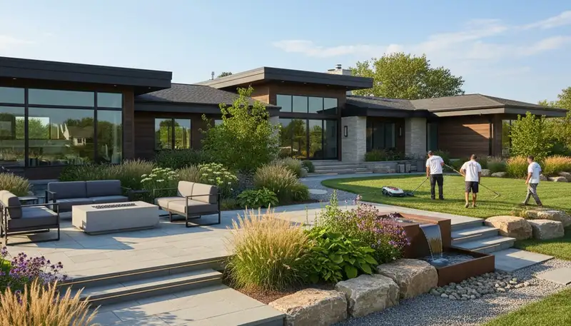 Des Moines, IA landscaping team providing professional lawn care and yard maintenance services