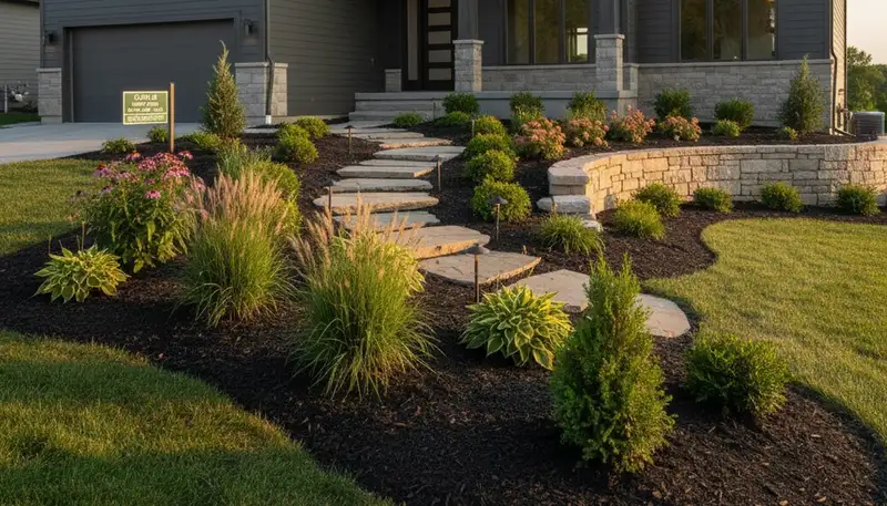 Des Moines, IA landscaping team maintaining a healthy, well-manicured lawn for local homeowners