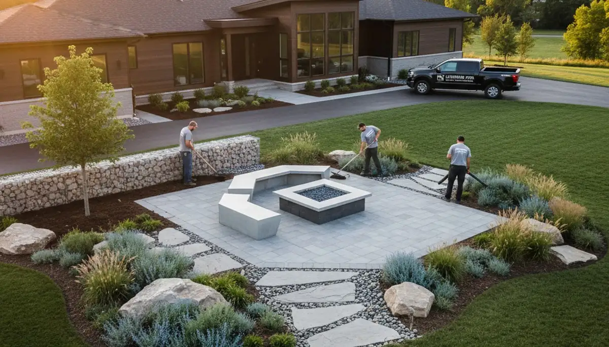 Landscaping crew provides lawn care services in Des Moines, IA