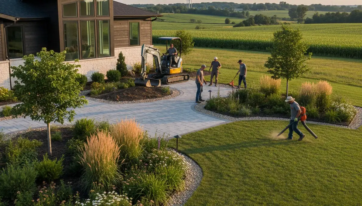 Des Moines, IA landscaping team providing professional lawn care and yard maintenance services