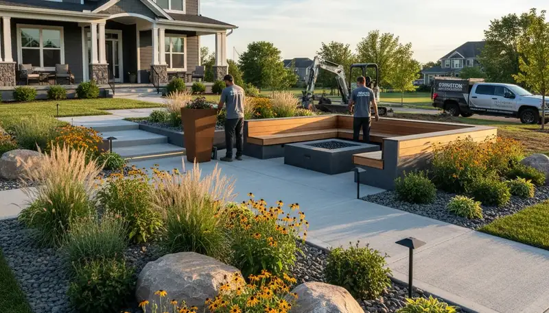 Landscaping crew provides lawn care services in Des Moines, IA