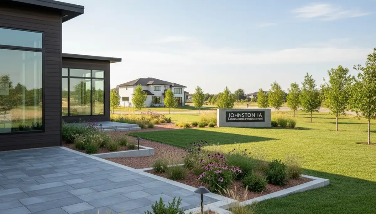 Des Moines, IA landscaping crew providing professional lawn care for residential and commercial properties