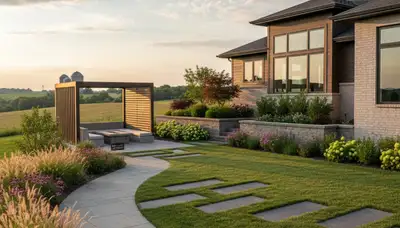 Des Moines, IA landscaping service team maintaining a healthy, professionally trimmed lawn