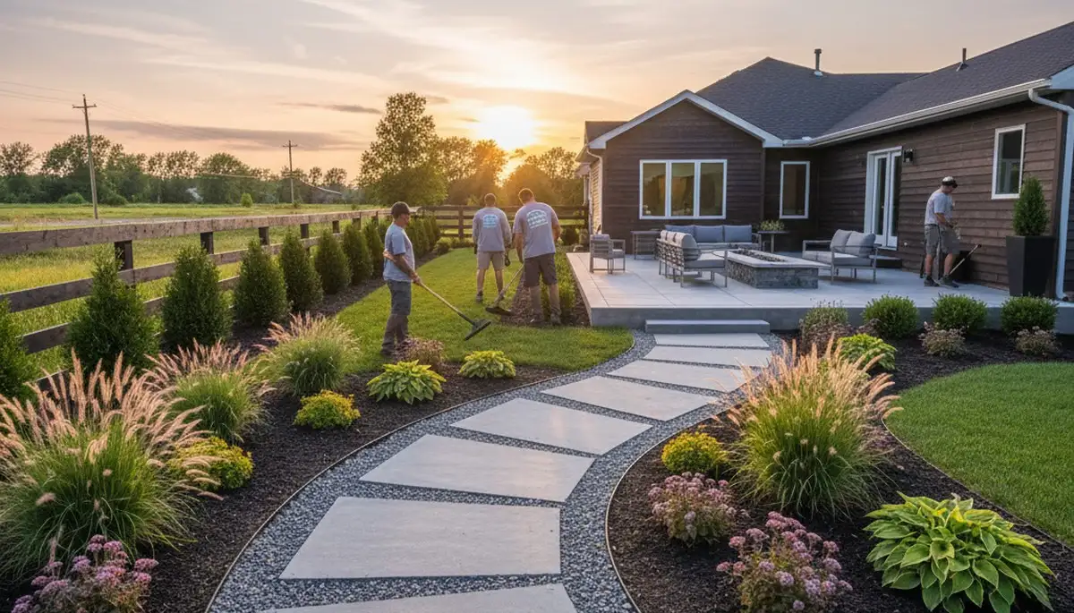Des Moines, IA landscaping team providing professional lawn care and yard maintenance services