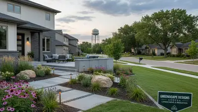 Des Moines, IA landscaping crew providing professional lawn care and yard maintenance services