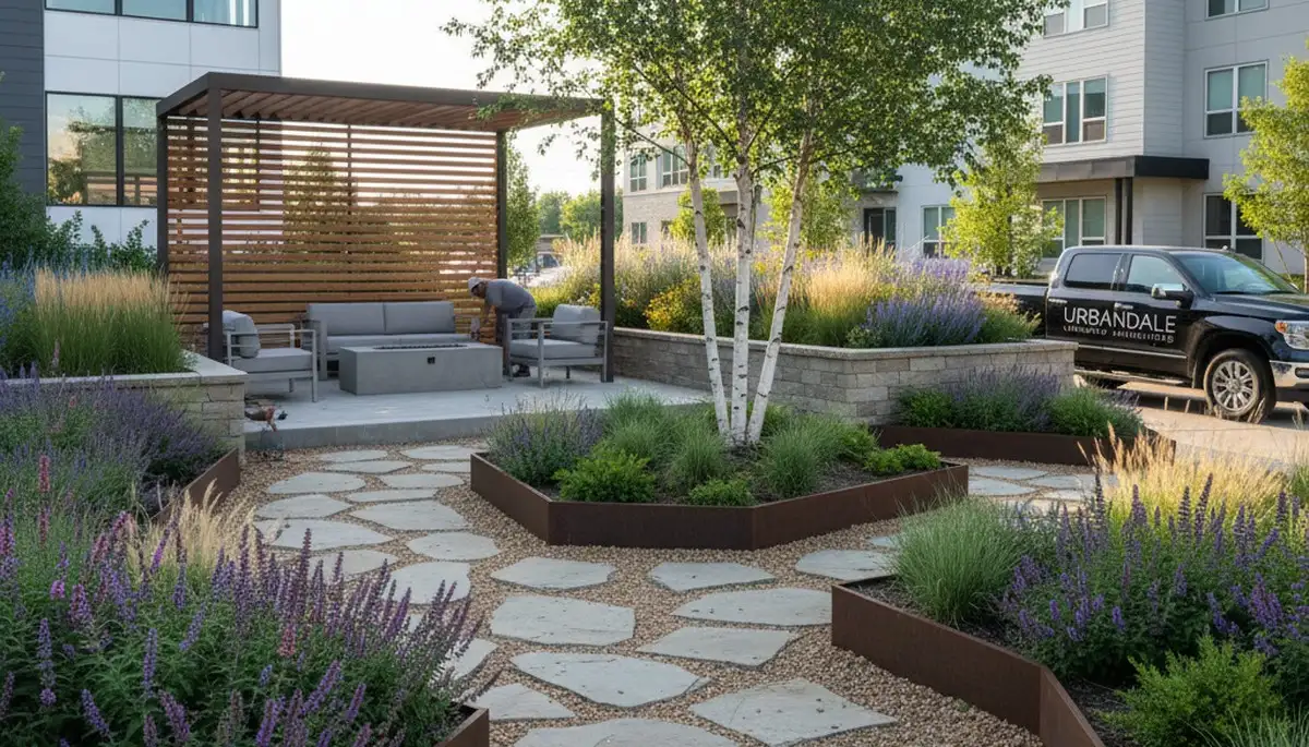 Landscaping team serving Des Moines, IA with professional lawn care and yard maintenance services