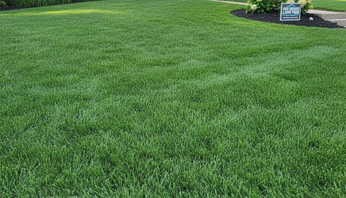 Lush, weed-free residential lawn in Des Moines, IA showing results of professional lawn care service