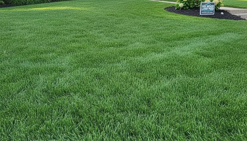 Lush, weed-free residential lawn in Des Moines, IA showing results of professional lawn care service