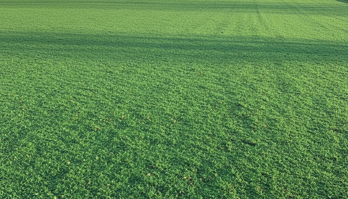 Freshly hydroseeded lawn by professional landscapers in Des Moines, IA showing full green coverage